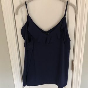 Banana Republic navy ruffled top spaghetti strap tank top (M)